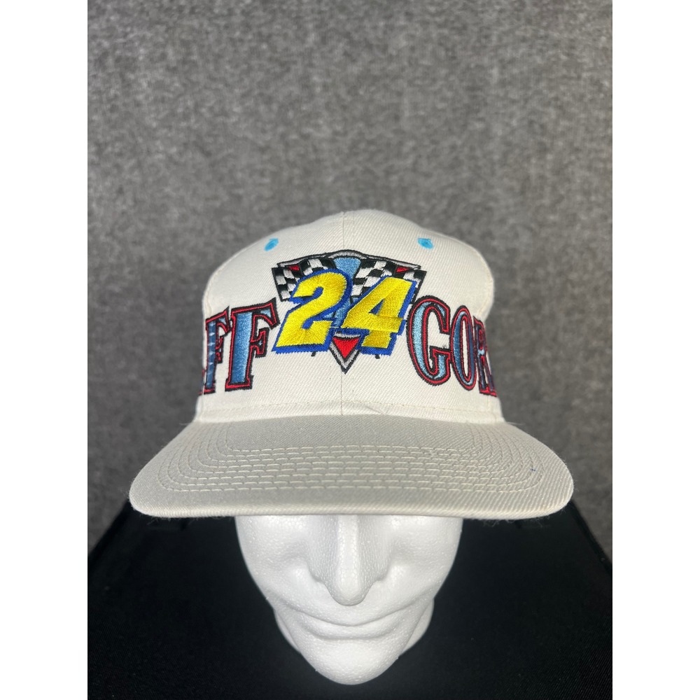 Vintage 90s Jeff Gordon NASCAR 24 Spellout Snapback Hat YoungAn White